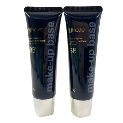 China Custom Dark Blue 50g Cosmetic Plastic Squeeze Maker Empty BB Cream Tubes Hand Cream Tubes With Silver Lid For Cosmetic Packaging for sale