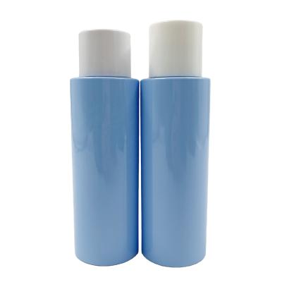 China Manufacturer Baby Blue 100ml 150ml Cosmetic Container PET Round Plastic Empty Toner Bottle With White Screw Lid For Cosmetic Packaging for sale