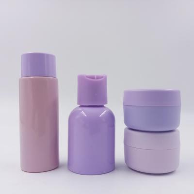 China Cosmetics Bottle 60ml 100ml Bottle 60ml 100ml Lotion Pump Cosmetics Fresh Skin Care Cosmetics Spray Beauty Pack Serum Purple Style Jar Set for sale