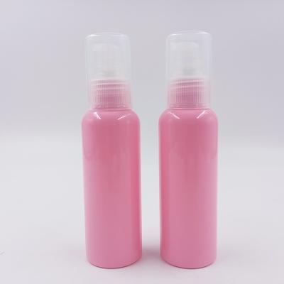 China Luxury Cosmetics Skin Care Packaging 100ml Boston Round Pink Lotion Pump Packaging Plastic Bottle And Spray Cream Jars For Cosmetic for sale