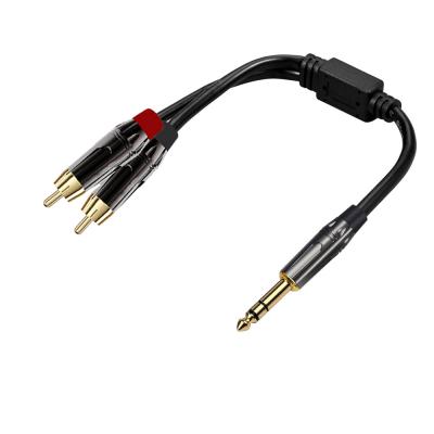 China COMPUTER Doonjiey 6.35mm 1/4 TRS Male Plug To Dual Male RCA Y Splitter Audio Cable for sale