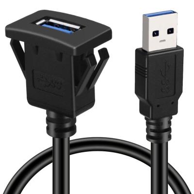 China COMPUTER USB 3.0 Panel Mount Flush Extension Cable, USB 3.0 Single Left Quare Cable with Loop for Car Truck Boat Motorcycle for sale