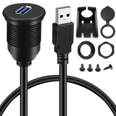 China COMPUTER Single USB 3.0 Port Male to AUX Flush Cable Waterproof Car Extension. mount female for car for sale