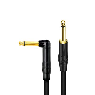 China Other Doonjiey 6.35 Guitar Gold Plated Cable 6.35mm 1/4 TS Right Angle to Straight Balanced Stereo Audio Cable for sale