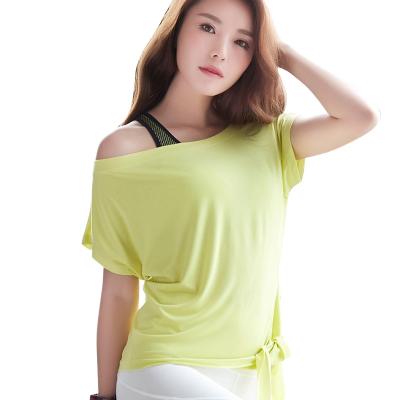 China Factory Supply Breathable 60% Polyester 35% Direct Cotton Yellow Fitness Clothing For Women for sale