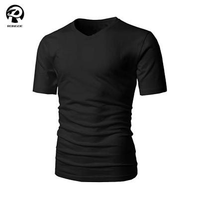 China Custom 50% Polyester 25% Cotton 25% Rayon Soft Black Anti-Pilling T-Shirt for sale