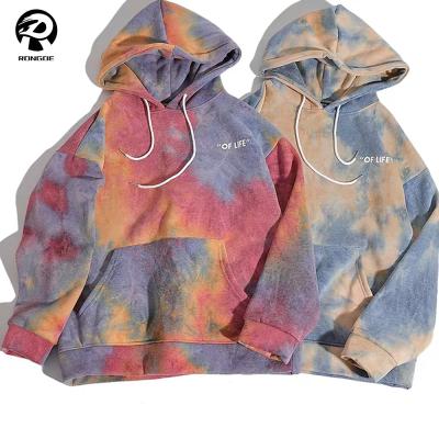 China Anti-pilling custom unisex cotton weighted streetwear acid wash mens tie dye hoodie for sale