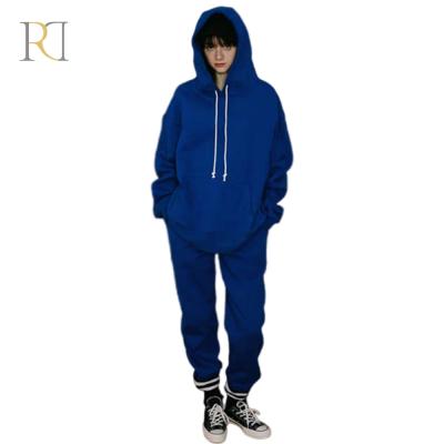 China High quality heavy drop shoulder women hoodies set custom made streetwear anti-shrink for sale