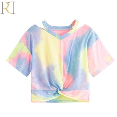 China Tie Dye 100 Cotton Culture Breathable Custom Women Cotton T-Shirt for sale