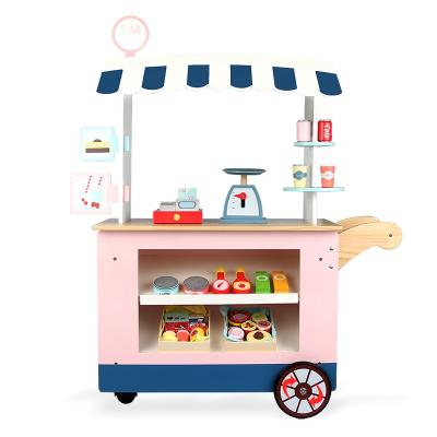 China Wooden Children's Toys New Arrival Pretend Toy Wooden Play Shopping Cart Toy for sale