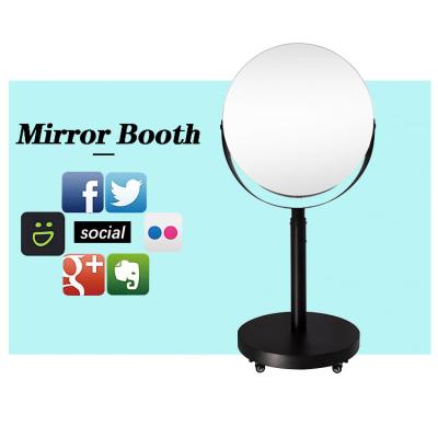 China White Height Adjustable Circle Selfie Box Magic Mirror Photo Booth Beauty Led Lighted Oval for sale