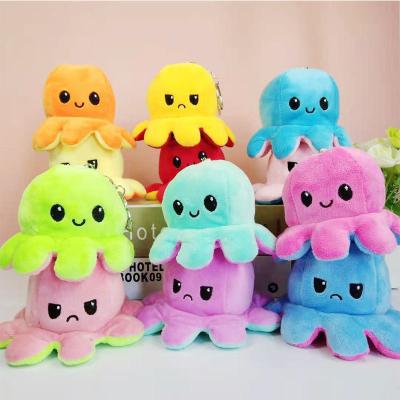 China Custom Happy Sad Mascot Cute Mini Plush Mood Keychain Octopus Reversible Octopus for sale