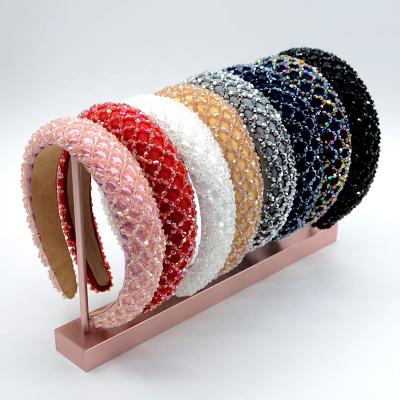 China Fashion + Luxury Sponge Glittering Baroque Custom Hair Accessories Crystal Headbands For Women 2021 Fashion for sale