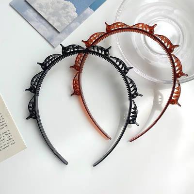 China Fashion Hollow Out Bangs Multilayer Braided Hair Band Zoning Small Clip Braider Headband for sale