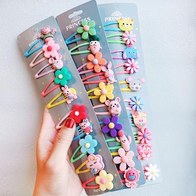 China Wholesale Custom Cute Fashional Resin Silicone Hair Accessories Tending Rainbow Flower Kids Hair Clips for sale