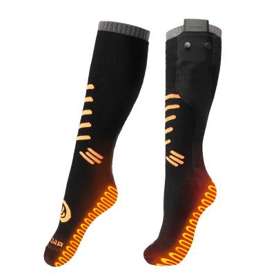 China Sporty Technics Winter Knitted Black Or Customized Control Battery Operated Self Heating Heated Socks for sale