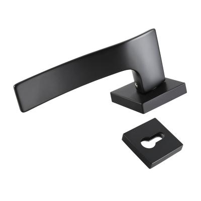 China Modern Home Hotel Aluminum Exterior Lever Matte Black Door Handle for sale