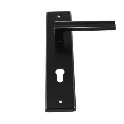 China Modern European Square Metal Office Home Hotel Style Lever Plate Matte Black Door Handle for sale