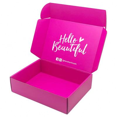 China Custom Materials Hot Pink Lash Packaging Gift Mailing Postal Package Mailing Box Recycled Corrugated Paper Shipping Boxes Large With Logo for sale