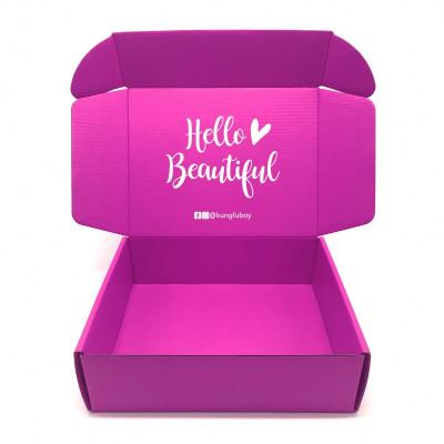 China Custom Recycled Materials Logo Corrugated Paper Purple Eyelash Lip Gloss Eyeshadow Shipping Ad Boxes Lashes Empty Lipstick Lash Box for sale