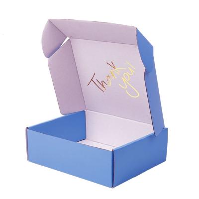 China Recycled Materials Wholesale Custom Printed Folding Corrugated Paper Shipping Blue Box Packaging Clothing Mailing Box for sale