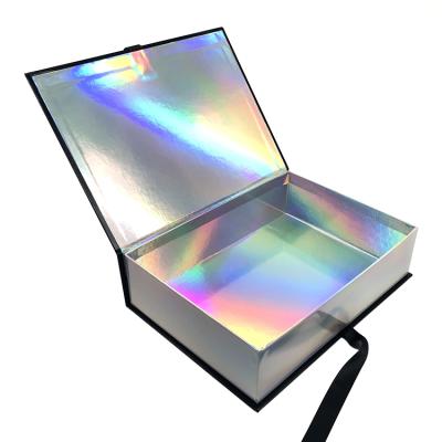 China Recyclable Custom Hologram Gift Holographic Wig Packaging Boxes Paper Bundle Virghair Black Glitter Hair Bundles Boxes Rigid Boxes Cardboard for sale