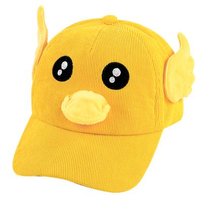 China breathable & Kids Tie Band Eaves Nylon Baseball Cap Toddler Hats Cartoon Wing Mouth Corduroy Waterproof Cute Hat for sale