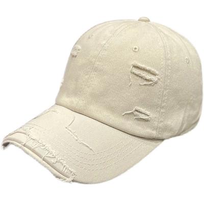 China breathable & Waterproof Headwear Hat Unisex Style Vintage Washed Distressed Cotton Dad Hat Ripped Baseball Cap Adjustable Trucker for sale