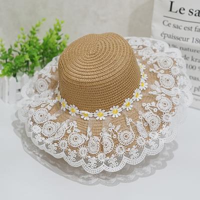 China Packable Baby Summer Accessories Boy Girl Hat Breathable Straw Sun Hat Kids Sunflowers Beach Print Lace Sun Hats For Travel Packable for sale