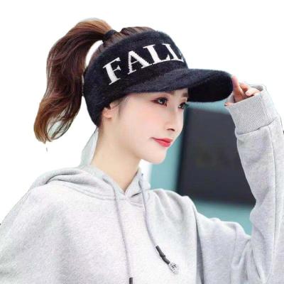 China High Quality Women Winter Fashion Top Hat Empty Alphabet Knitted Mink Hair Hats Sun Sports Visor Hat For Running for sale