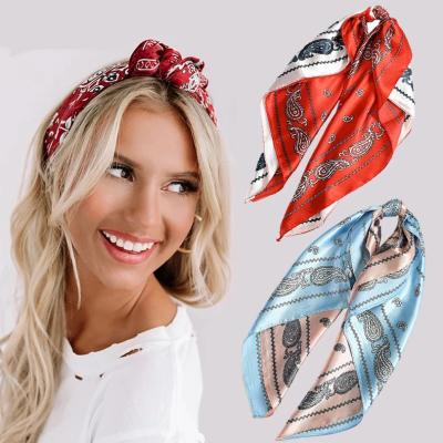 China Decorate Square Scarf Headband Hair Circle Silk Accessories For Women Neck Satin Head Scarf Handkerchief for sale