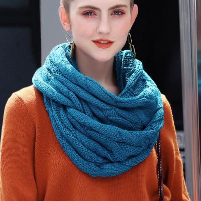 China Outdoor Fashion Knitted Scarf Winter Cashmere Infinity Scarves Warm Circle Ring Scarf for sale