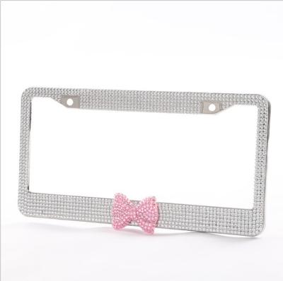 China Diamond Car Frames American Diamond License Plate Frame Butterfly Rhinestone Stainless Steel Car Frame Wholesale for sale