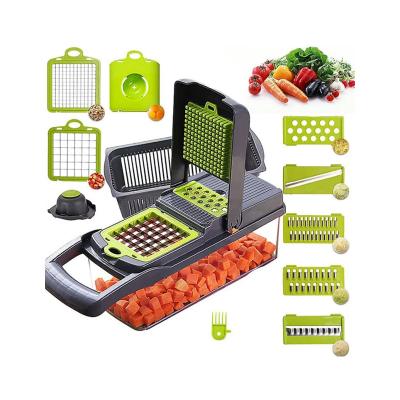 China Hot Selling Sustainable Amazon 22 in 1 Handheld Multifunctional Onion Cutter Fruit Vegetable Slicer Potato Peeler Manual Cleaver for sale