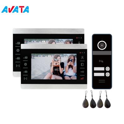 China 7 Inch IP Video Door Phone Doorbell Intercom Entry System with 2 Monitor 1 IR Camera Audio Door Phone for sale