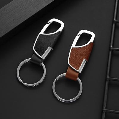 China Creative Custom Personality Black Leather Car Key Chain Holder Car Key Holder Activity Promotional Gifts for sale