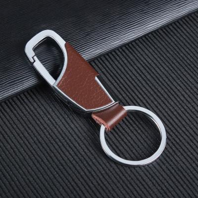 China PU Metal Car Key Chain Men Personality Car Key Chain Creative Custom Activity Eco-friendly Leather Holder Souvenir Promotional Gifts for sale