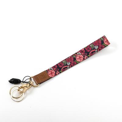 China Lanyard For Women Phone Case Keychain Wallet Key Chain Ribbon Flower Pattern Fabric Promotional Strip Long For Bag Charm Car Key Ring for sale