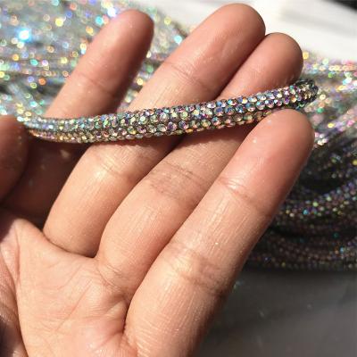 China Bags Tube Crystal Cord Banding Glass Rhinestones Chain for sale