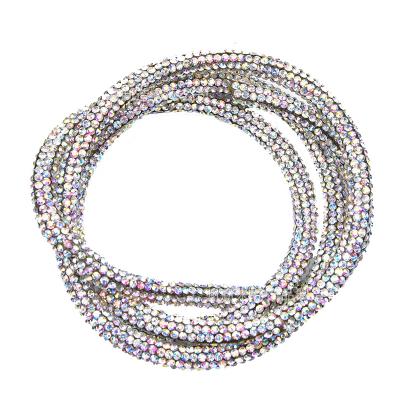 China Bag Manufacturers Tube Crystal Cord Banding Glass Rhinestones Chain With Drilling Clothing Accessories Wholesale for sale