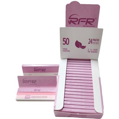 China 1 1/4 Rolling Paper High Quality Custom RFR Size Slow Burning Paper Pink Rolling Paper For Smoking for sale