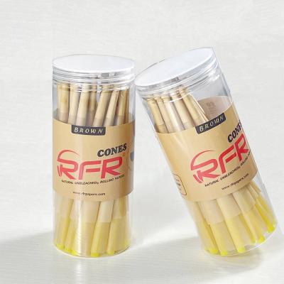 China RFR Slow Burning Paper Cones King Size Slim Unbleached Brown High Quality Custom Pre Rolled Cones for sale