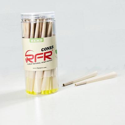 China High Quality Natural RFR Size Hemp Paper Rolling Paper Slow Burning Cones 1 1/4 Purest Custom Pre Rolled Cones for sale