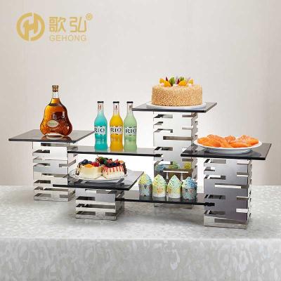 China Factory Custom Luxury Modern Desgin Stand Combination Rack Food Rack Hotel Dessert Buffet Display Stand for sale