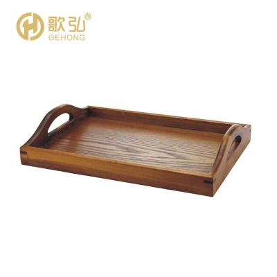 China Factory Price Wholesale Custom Hotel Stand Classic Food Tray Wooden Tray for sale