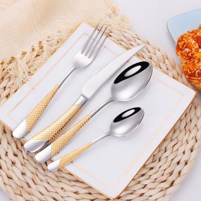 China Support customization gold flatware set wedding 24pcs stainless steel viable cutleri dinner set for sale