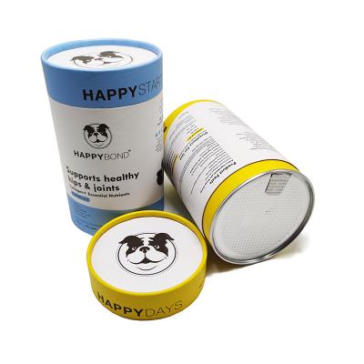 China Custom Airtight Cat Dog Treats Paper Cans Packaging CMYK Printing for sale