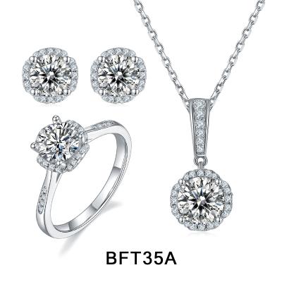 China Baifu jewelry wholesale price romantic teenage fancy round moissanite jewelry set 1 carat for sale