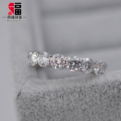 China Nickel Free And Lead Free Round Brilliant Cut Moissanite Ring Synthetic Jewelry Diamond Wedding Eternity Ring Band for sale