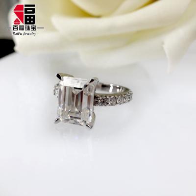 China Nickel Free & Lead Free 18K Gold /14K Gold Ring 9*7mm Moissanite 3ct Emerald Cut Engagement Ring for sale